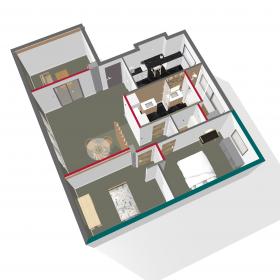Se vende apartamento de 4 habitaciones en una residencia segura.